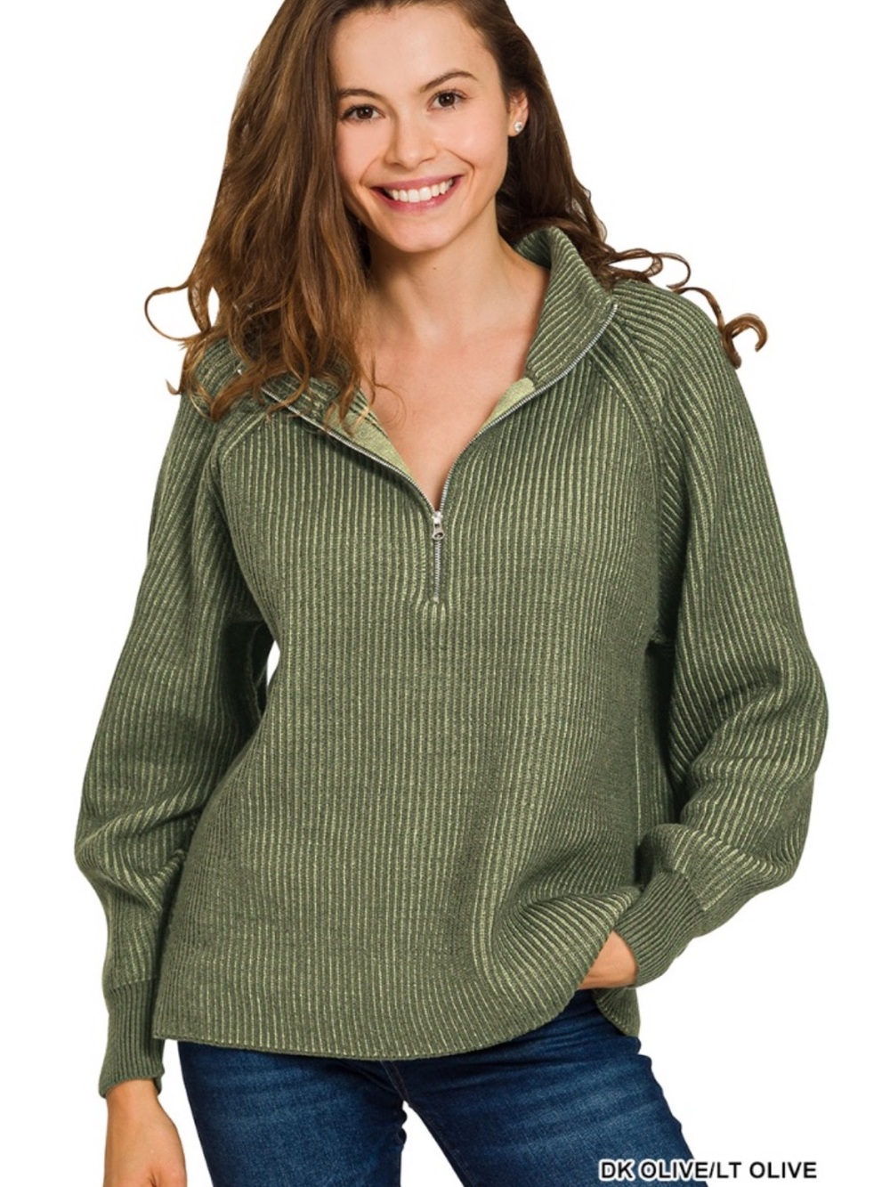 482 ❤️Zenana TWO TONE HALF ZIP
SWEATER